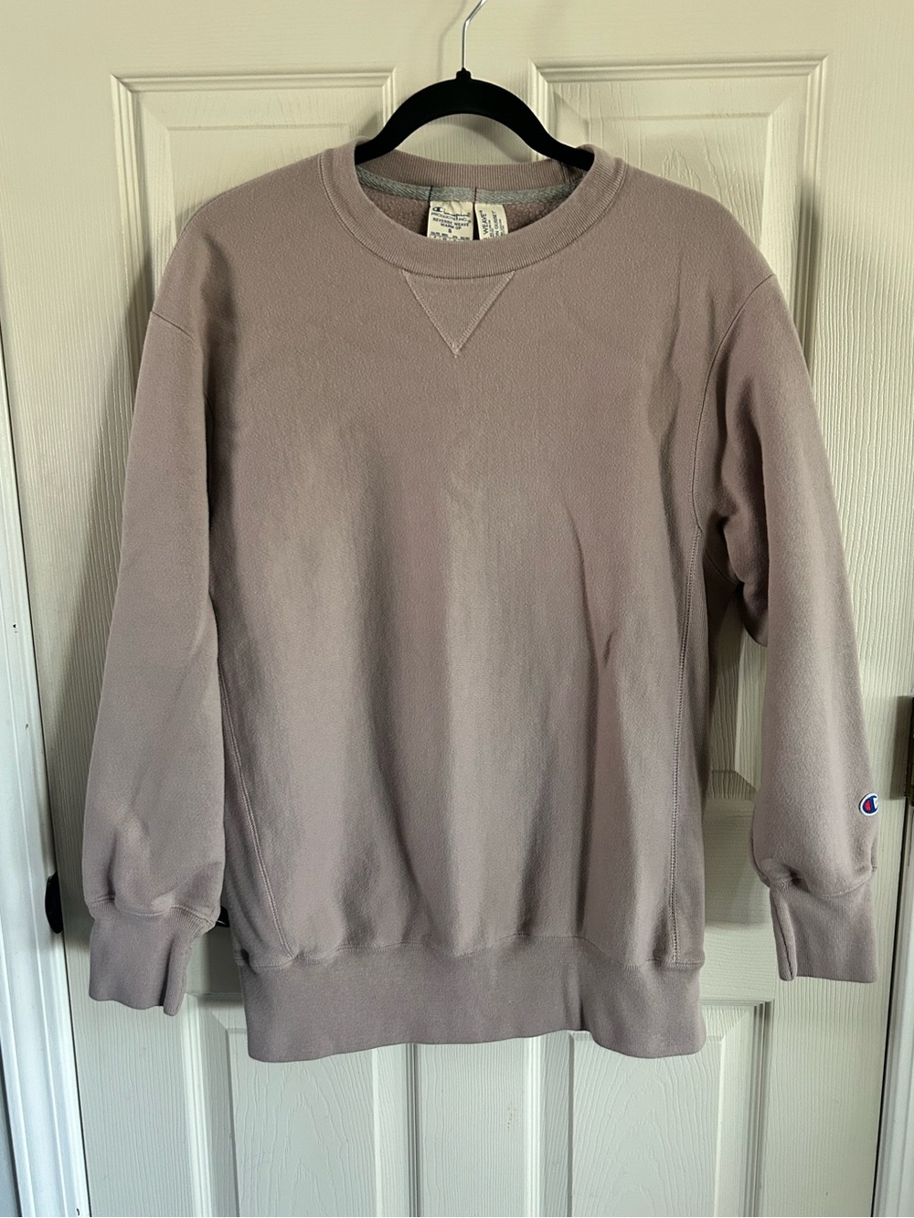 Champion Reverse Weave Warm Up Crewneck Sweatshirt Mauve Dusty Rose Small Sporty